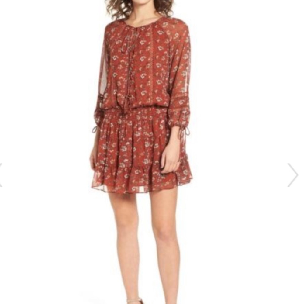 Lost & Wander Floral Le Marais Mini Dress Orange M